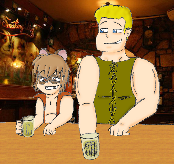 Dean and Ponkichi Drinking