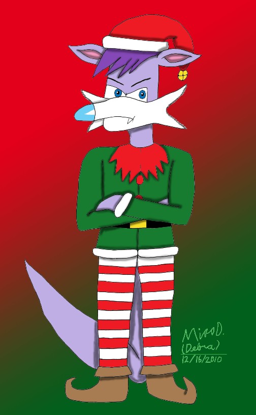 Nack The Weasel as an Christmas Elf