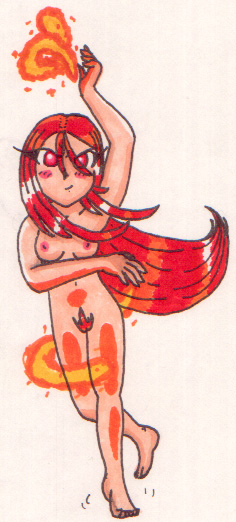 Naked Fire Flinging Halfling Girl