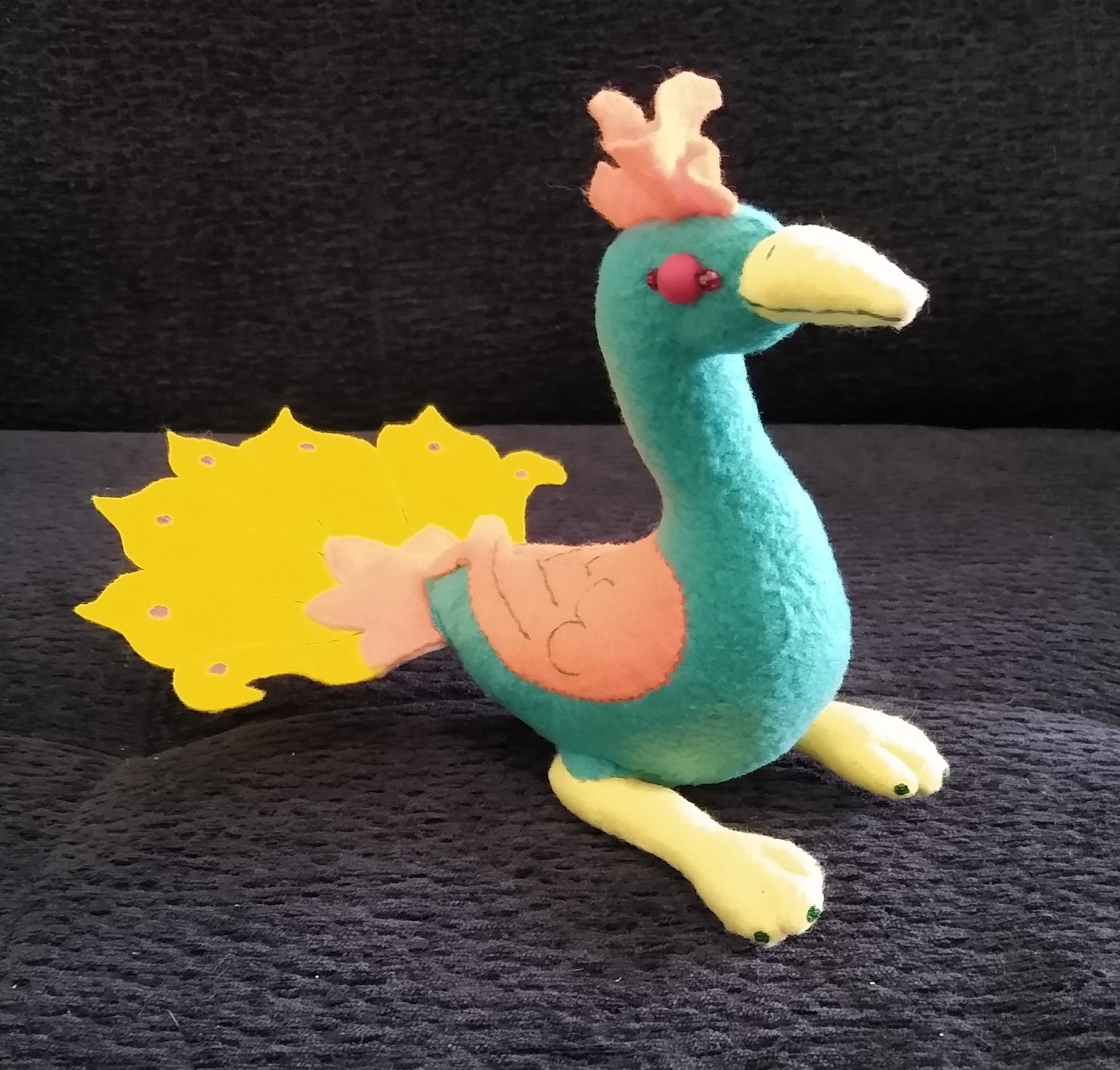 Teal, Orange, and Yellow Phoenix Plushie