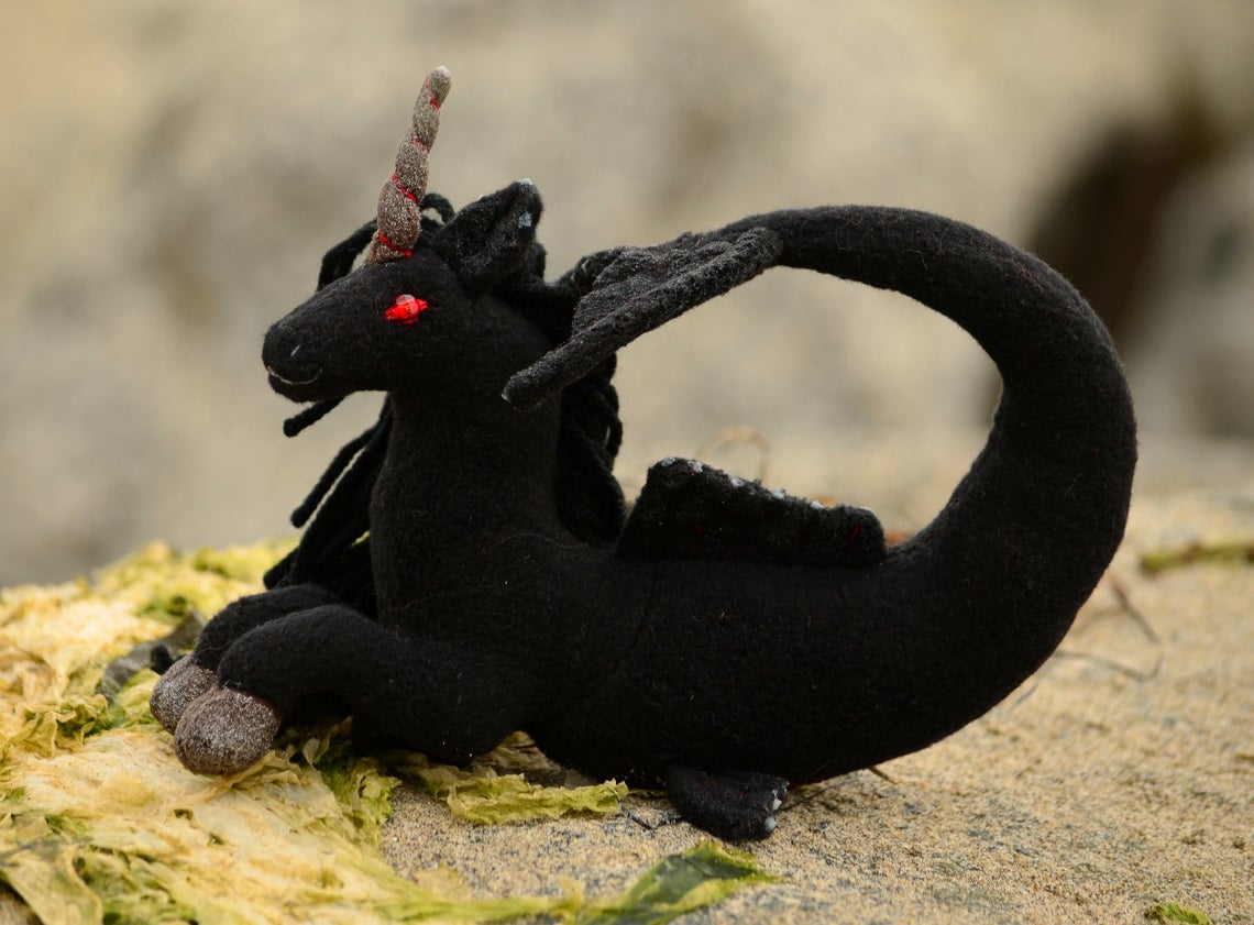 Black Unicorn Hippocampus plushie