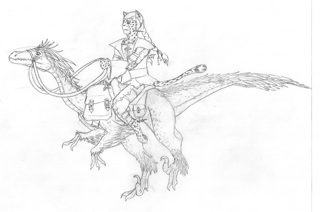 Prince Therrinas Riding (lineart)