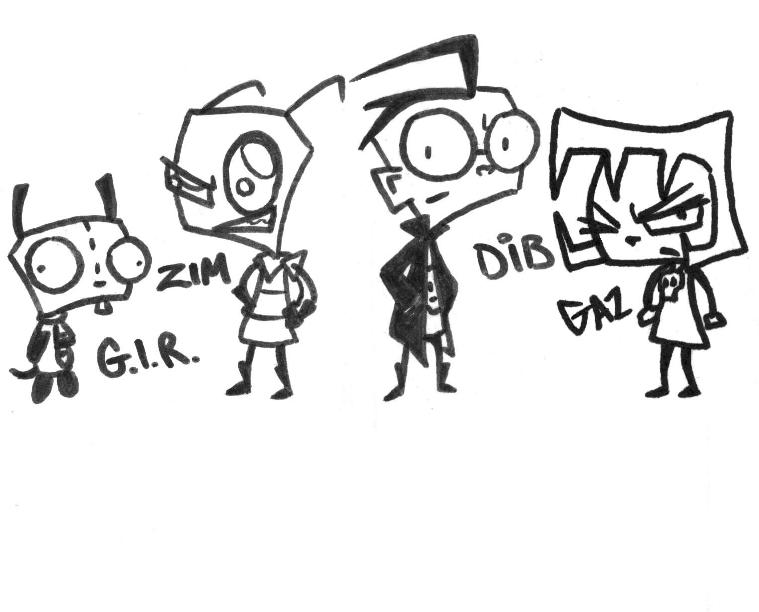 Invader Zim drawn on a folder