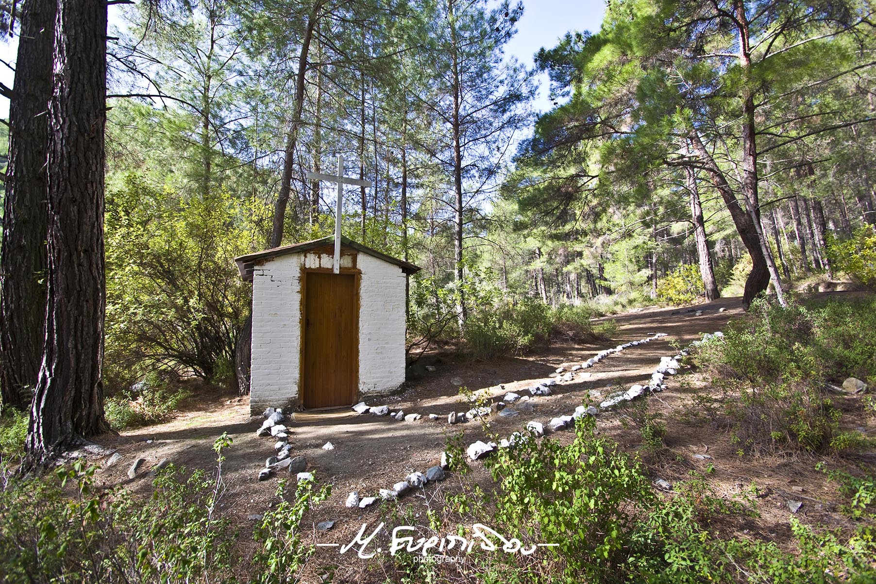 Cyprus-st marina chapel at Mesa potamps forest