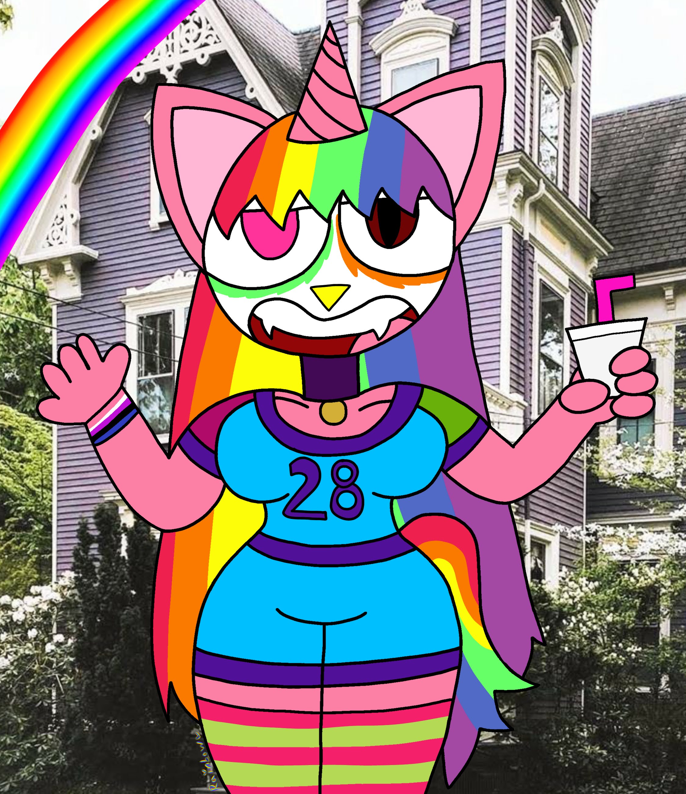 RainbowDoggieUnicorn in Sports Outfit