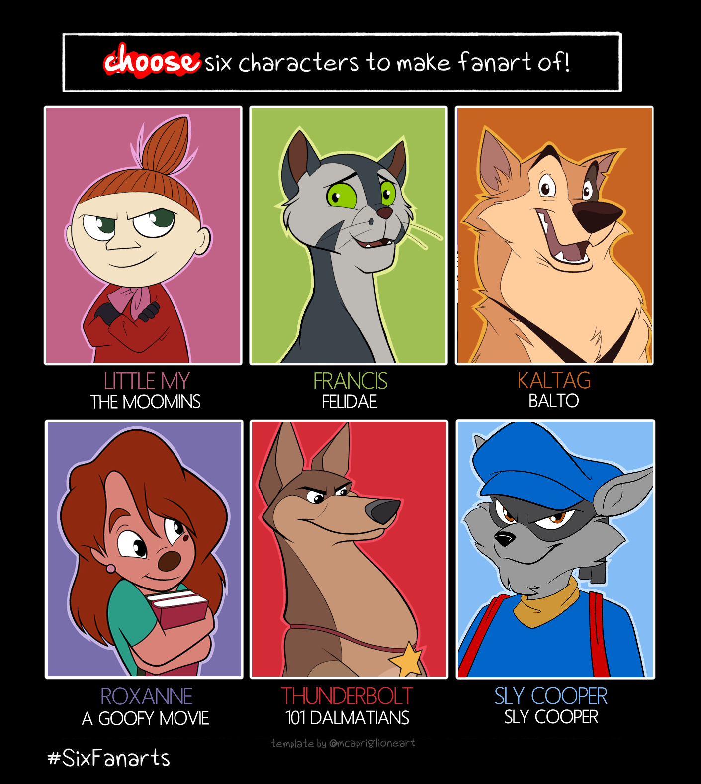 SixFanarts: Characters I Choose