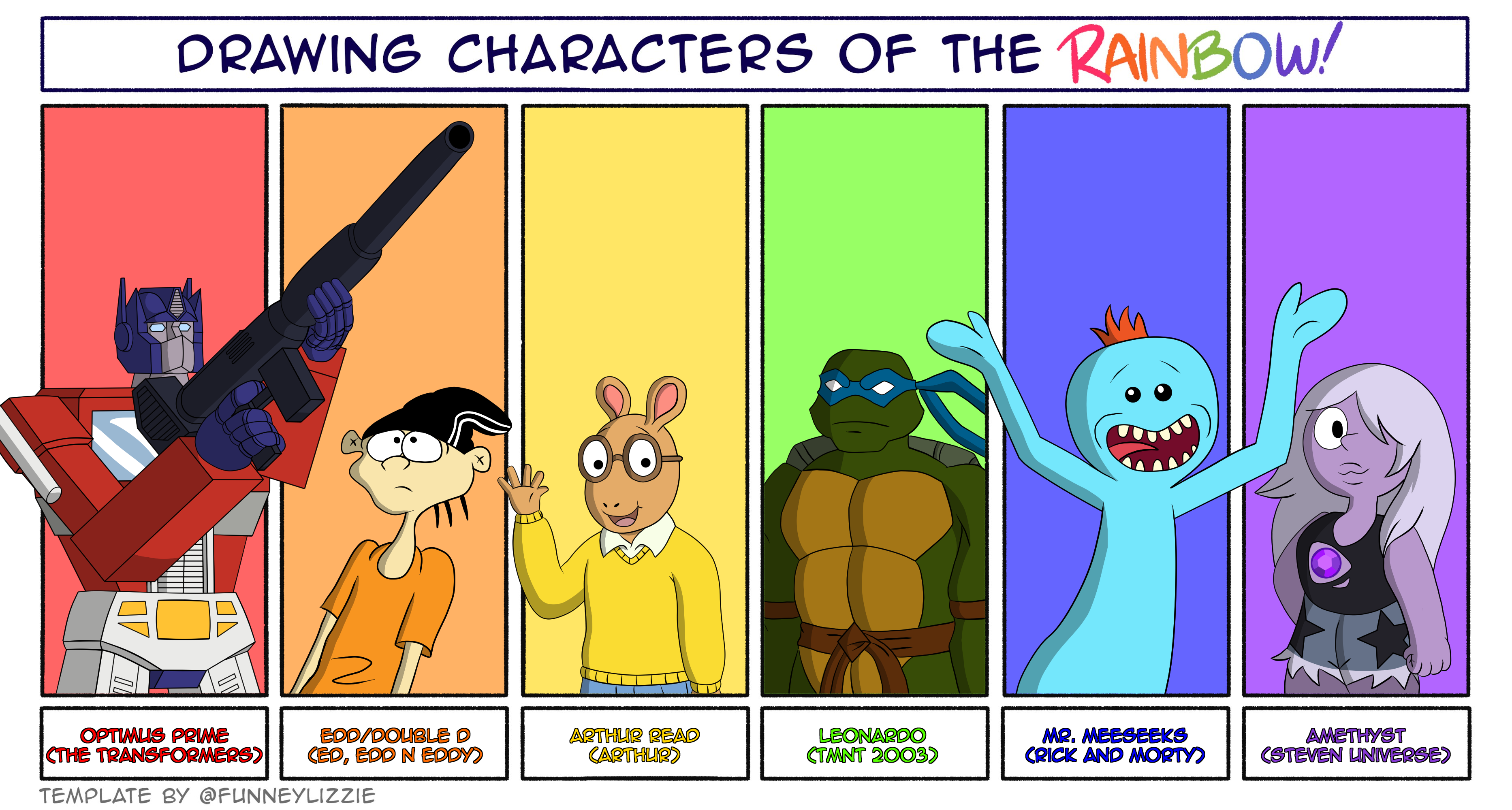 Characters of the rainbow meme