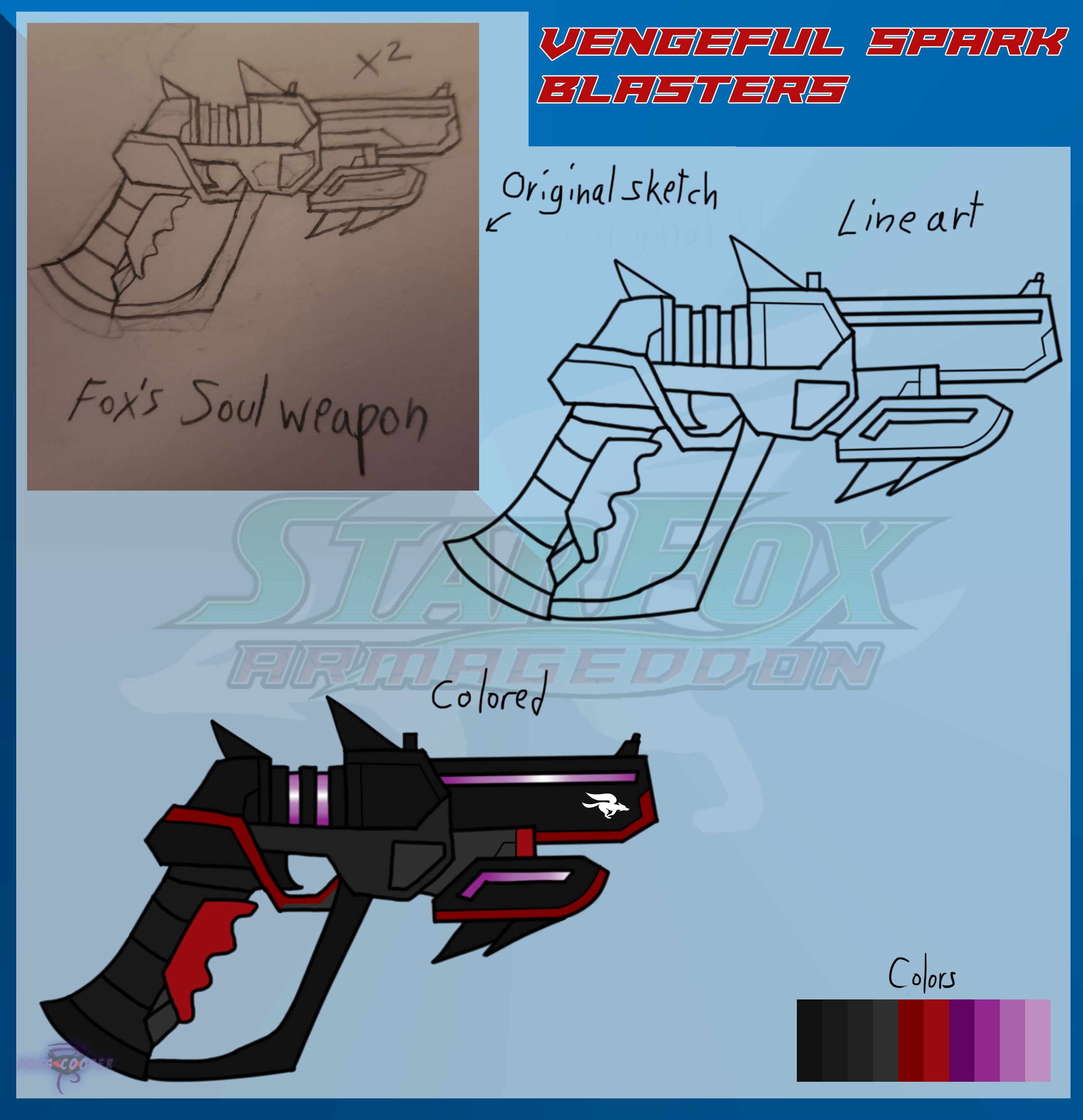 Fox McCloud's Soul weapon - Vengeful Spark Blasters