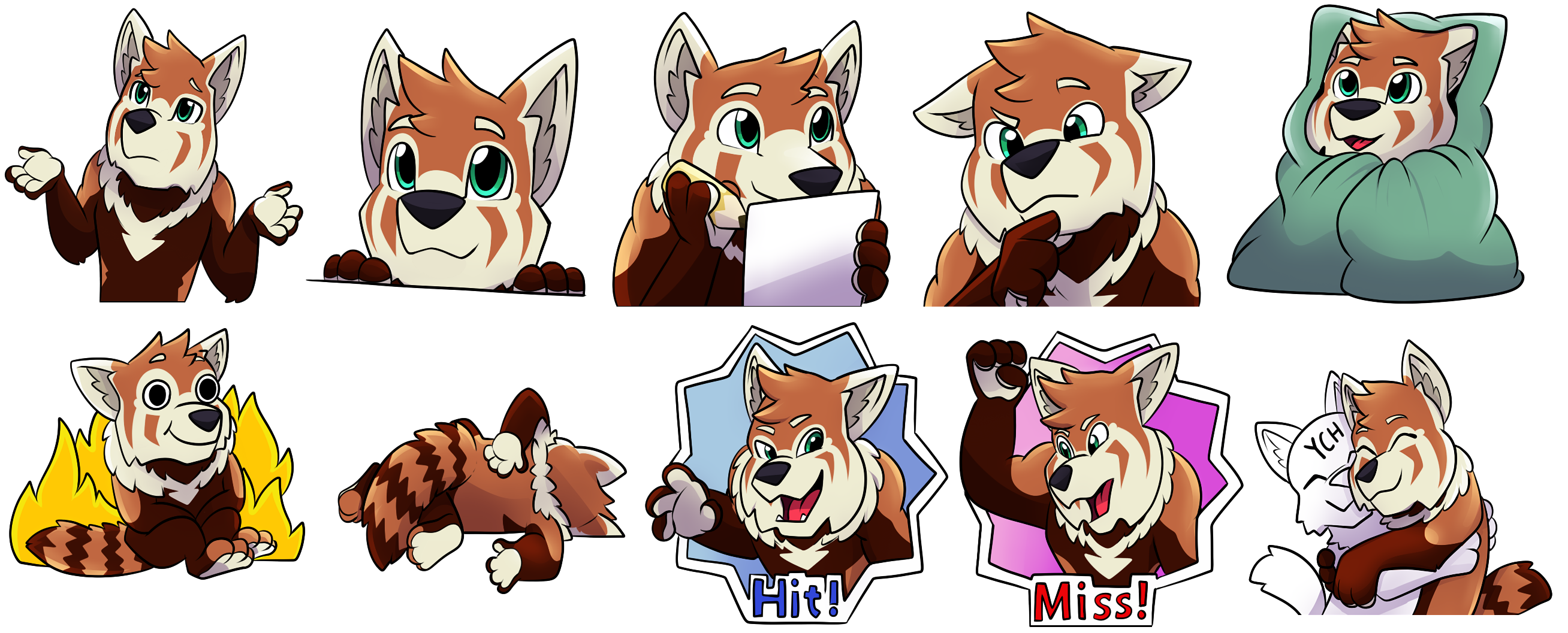 Commission: Red Panda Sticker set 02