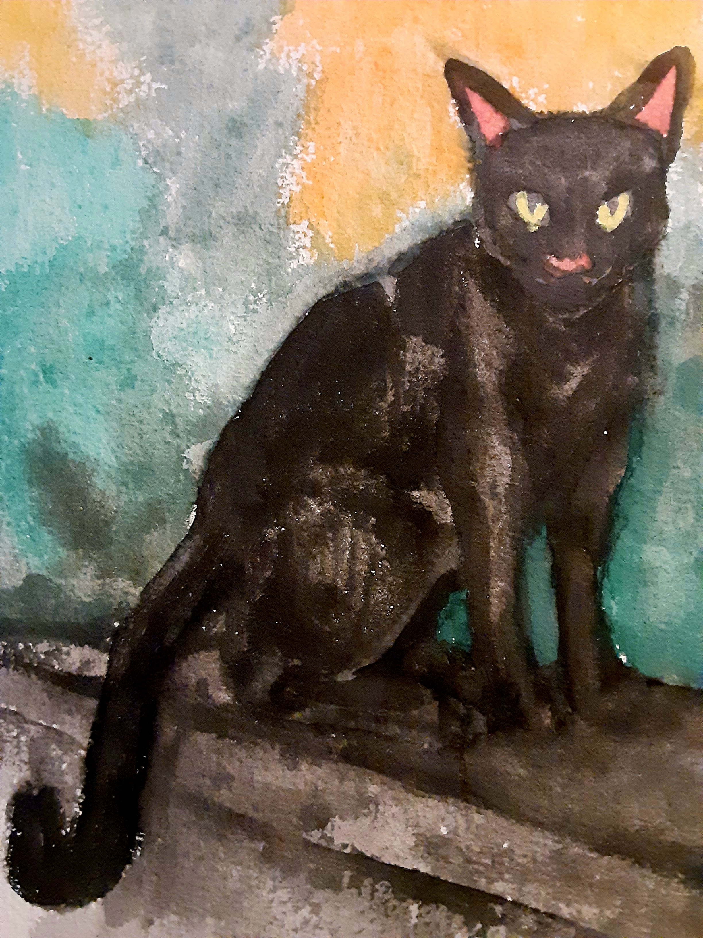 Black Cat Watercolor