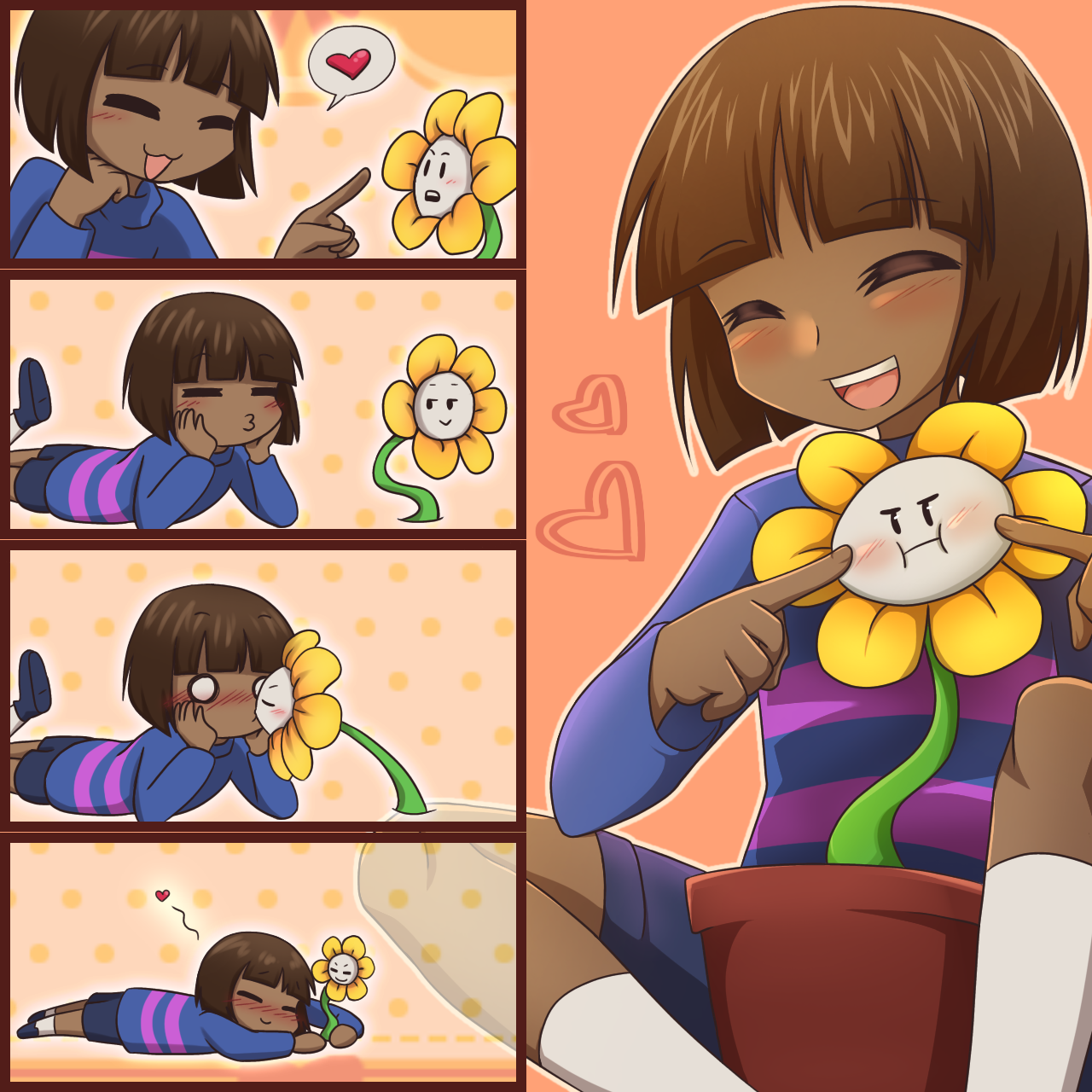 Frisk and her tsundere flower bf