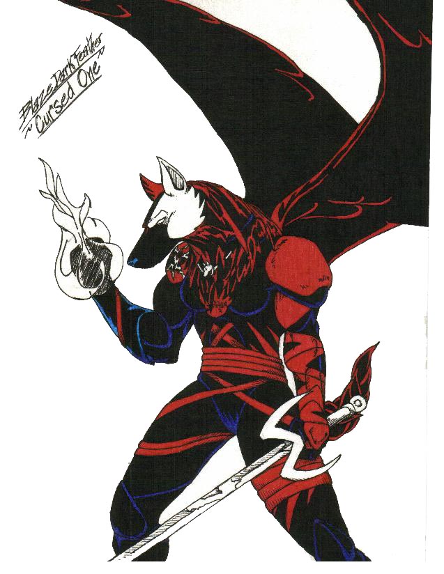 Blaze Wearing Armor of Dark Raven while in Crinos Form