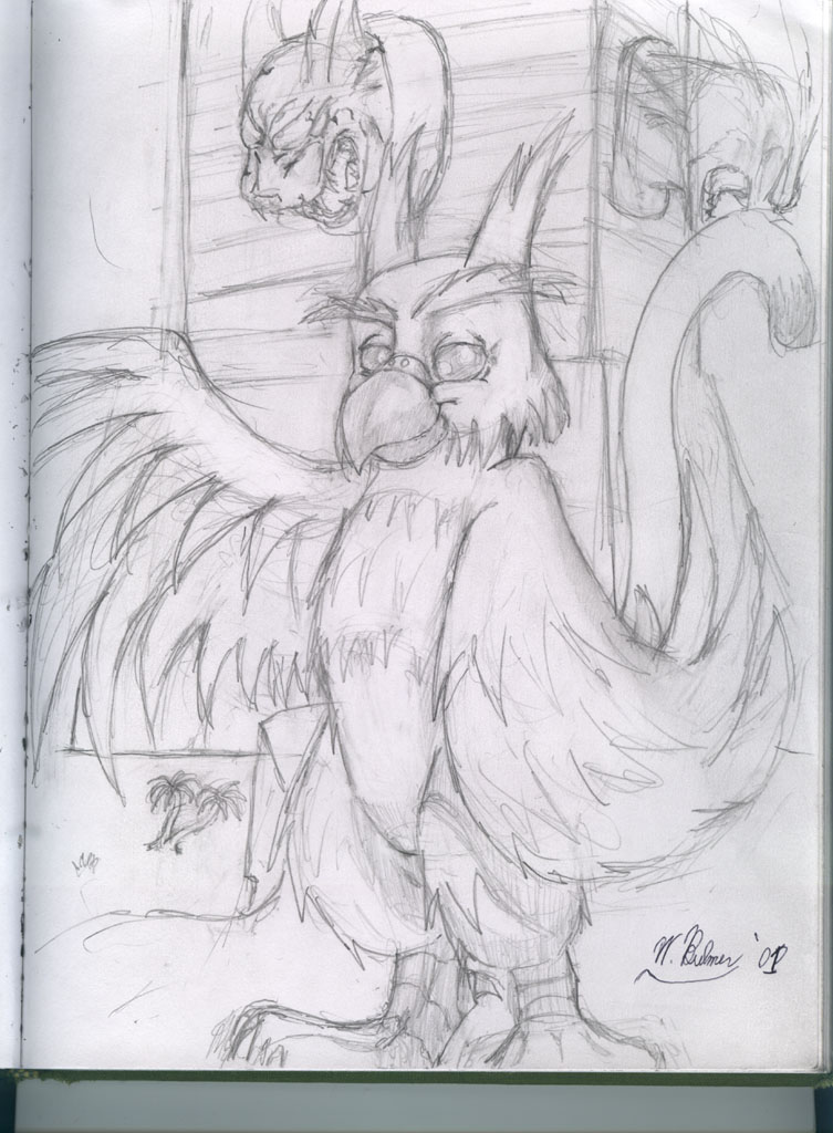 Happy happy gryphon creature