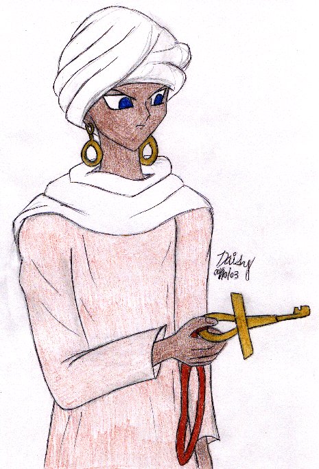 Shadi, pointing the Millennium Ankh (or Key) at someone