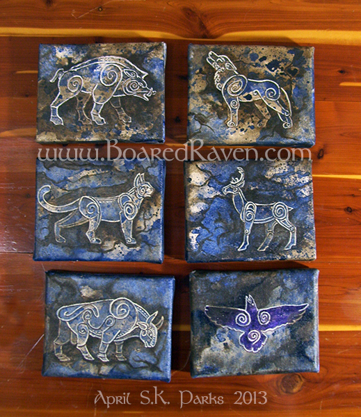 Celtic Critters - mini paintings