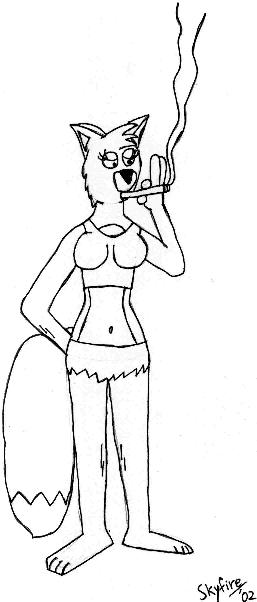 Jackie the foxgirl smoking