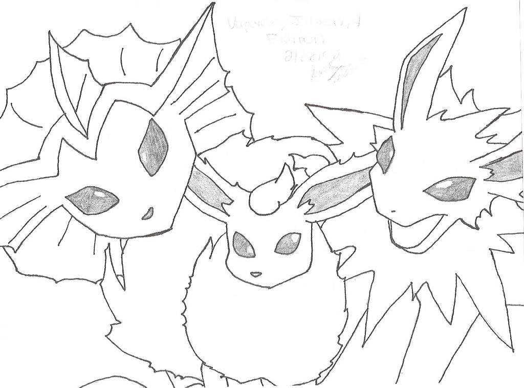 Flareon, Jolteon, and Vaporeon