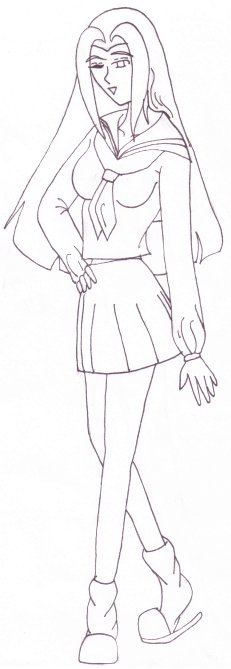 Eve in school uniform for Shan