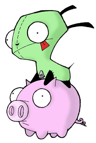 Gir rides his Piggy