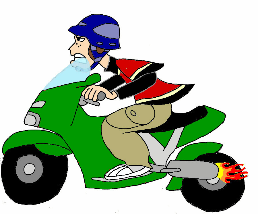 Ron Riding a Ninja Motercycle